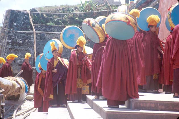 Rumtek monastery Monks preparing for festival