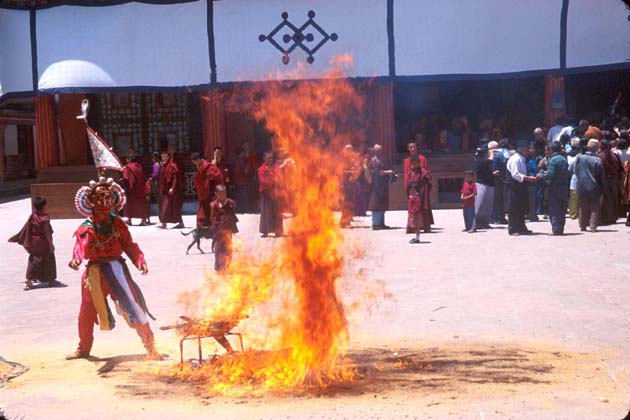 Rumtek monastery Festival fire