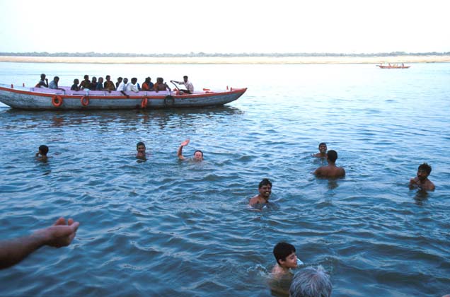 Varanasi Robert swimming in the Ganges