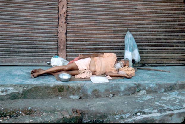 Rishikesh Holy man sleeping in street