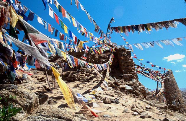 Leh Gompa prayer flags