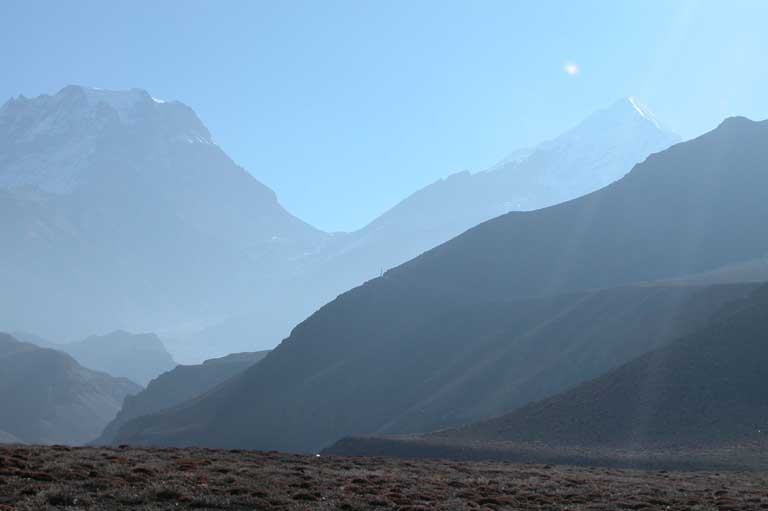 Utsikt mot Thorong La 5416 m�h