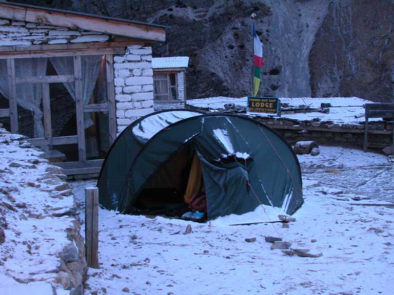 T�ltet vid Thorong Pedi 4450 m�h